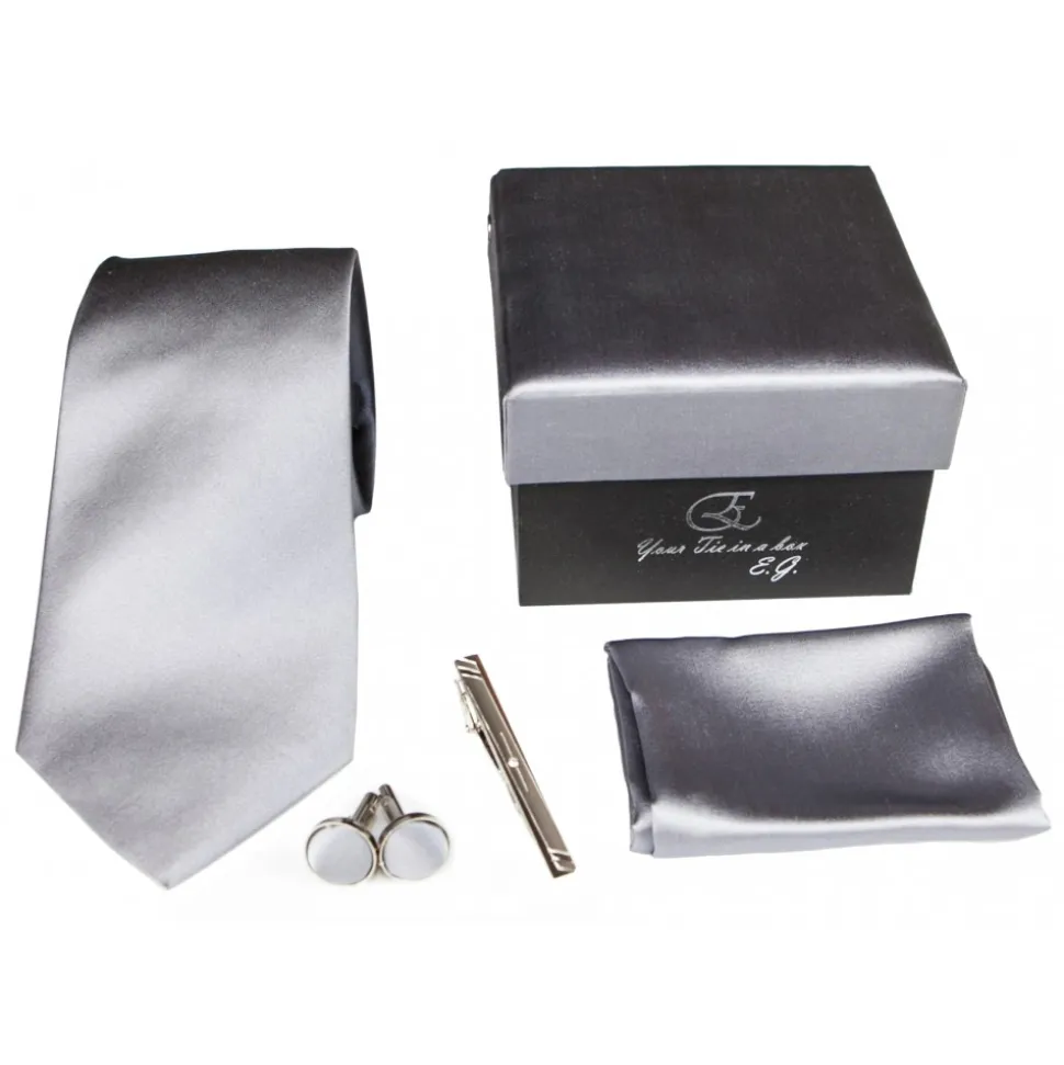 Cravates E.G. - Solid Satin Tie - Ice Gray - Avvenice