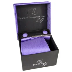 Cravates E.G. - Solid Square Pattern Tie - Violet - Avvenice