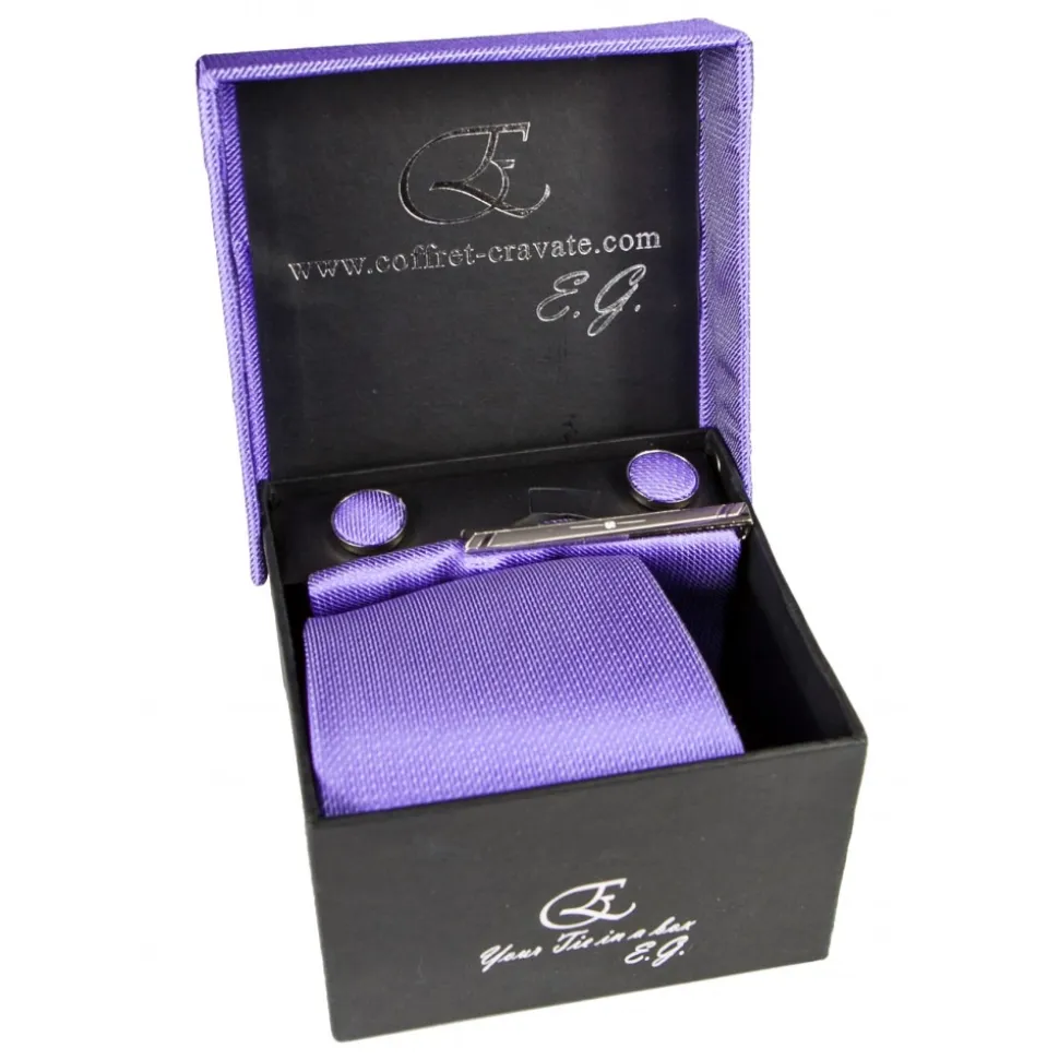 Cravates E.G. - Solid Square Pattern Tie - Violet - Avvenice
