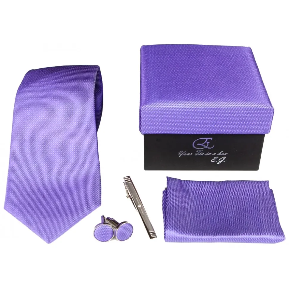 Cravates E.G. - Solid Square Pattern Tie - Violet - Avvenice