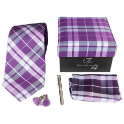 Cravates E.G. - Tartan Tie - Magenta Rose - Avvenice