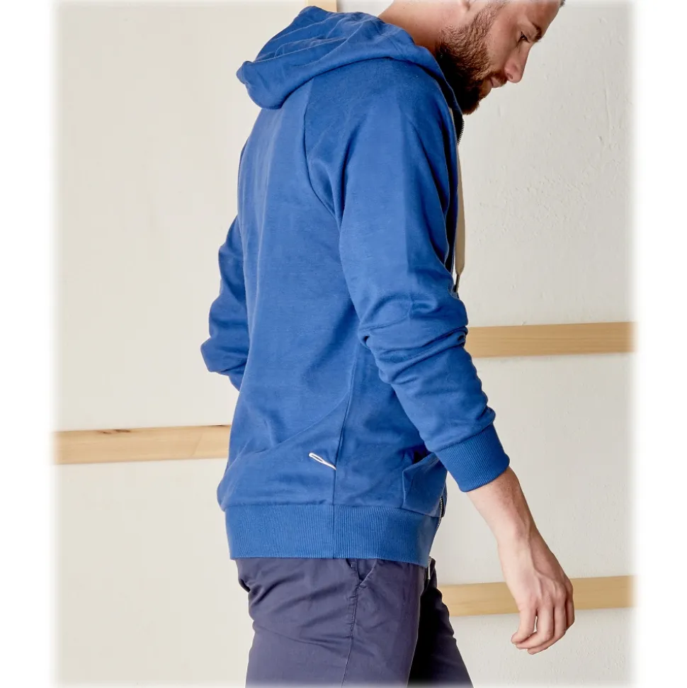 Cruna - Bel Air Sweatshirt in Cotton and Cashmere - 386 - Royal Blue - Handmade in Italy - Luxury High Quality Sweatshirt - Avvenice