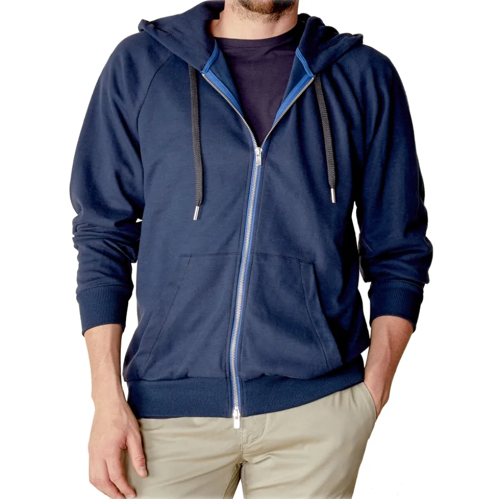 Cruna - Bel Air Sweatshirt in Cotton and Cashmere - 386 - Navy - Handmade in Italy - Luxury High Quality Sweatshirt - Avvenice