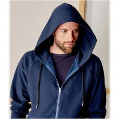 Cruna - Bel Air Sweatshirt in Cotton and Cashmere - 386 - Navy - Handmade in Italy - Luxury High Quality Sweatshirt - Avvenice