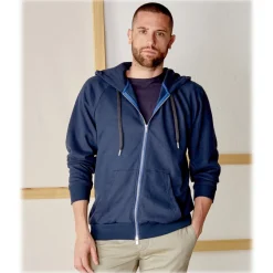 Cruna - Bel Air Sweatshirt in Cotton and Cashmere - 386 - Navy - Handmade in Italy - Luxury High Quality Sweatshirt - Avvenice