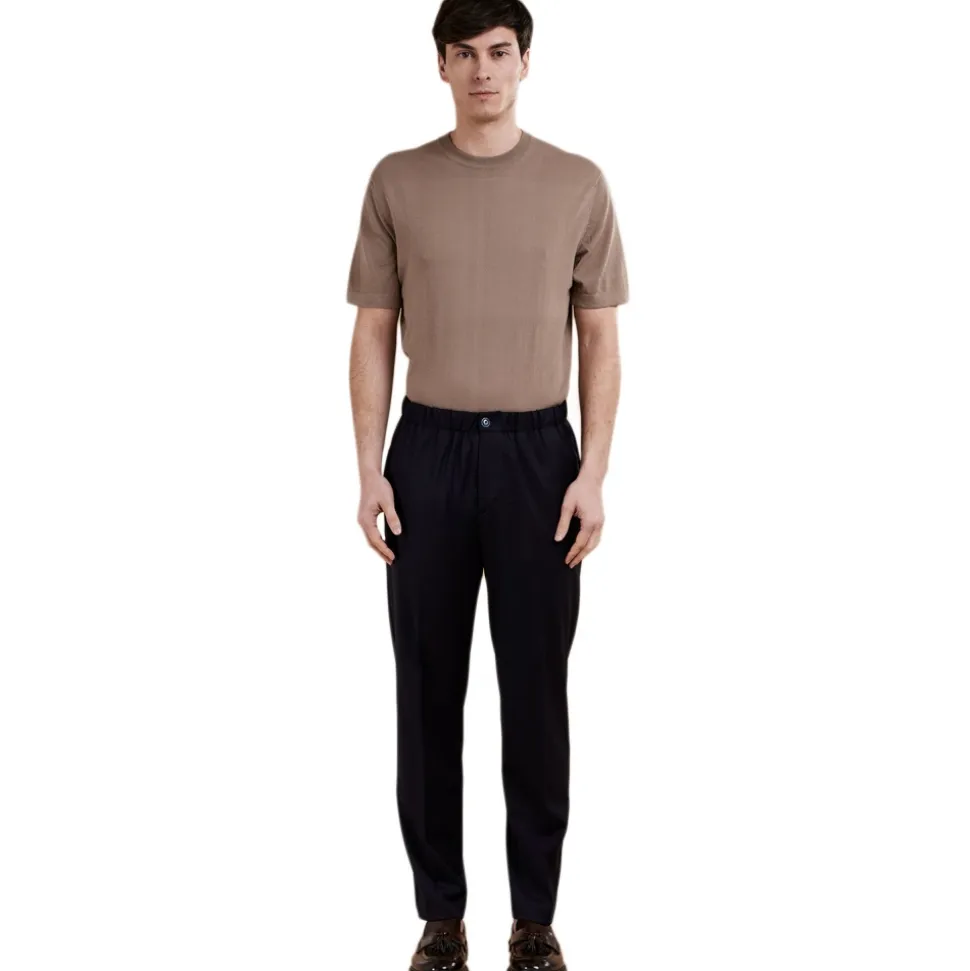 Cruna - Burano Trousers - 1516 - Night Blue - Handmade in Italy - Luxury High Quality Collection - Avvenice