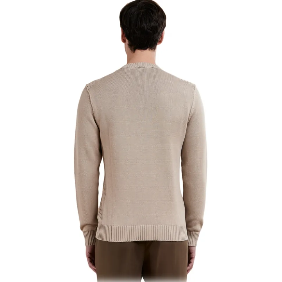 Cruna - Calais Crewneck Sweater - 1535 - Sesame - Handmade in Italy - Luxury High Quality Collection - Avvenice