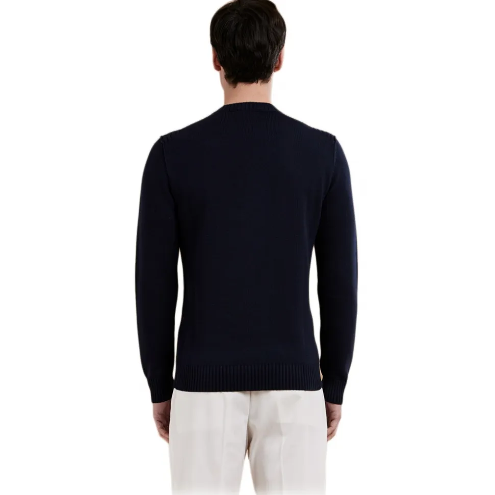Cruna - Calais Crewneck Sweater - 1535 - Night Blue - Handmade in Italy - Luxury High Quality Collection - Avvenice