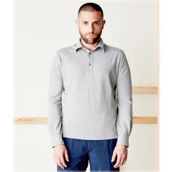 Cruna - Cannes Long Sleeves Polo - 573 - Grey - Handmade in Italy - Luxury High Quality Sweatshirt - Avvenice