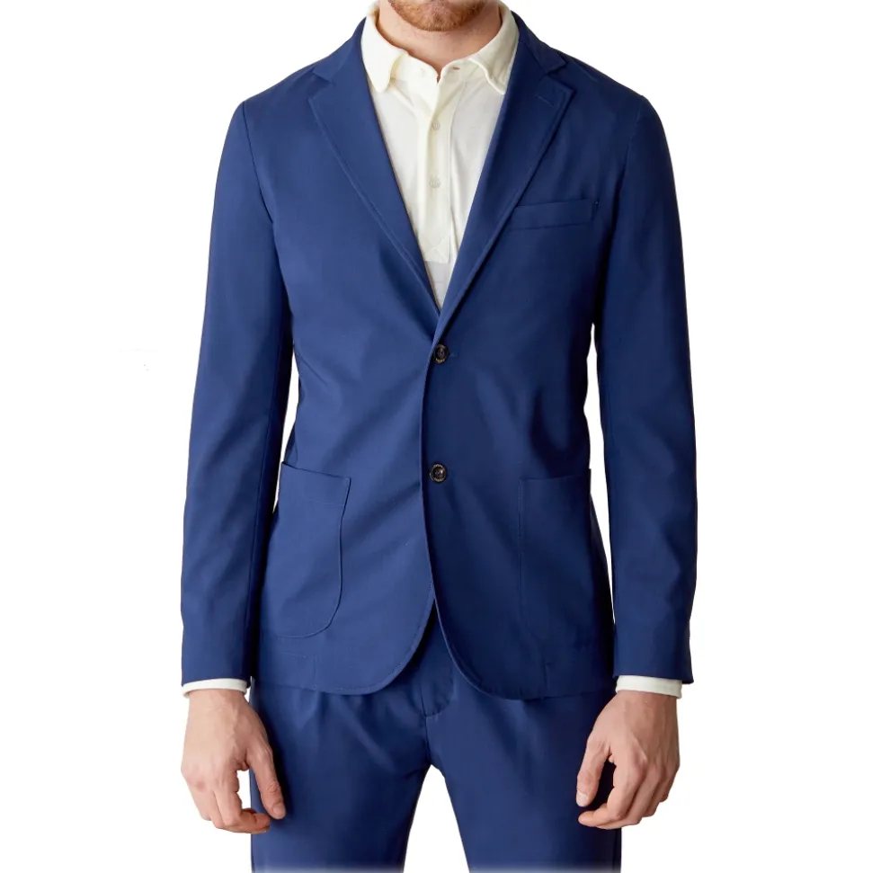 Cruna - Chelsea Fresh Wool Jacket - 560 - Navy - Handmade in Italy - Luxury High Quality Jacket - Avvenice