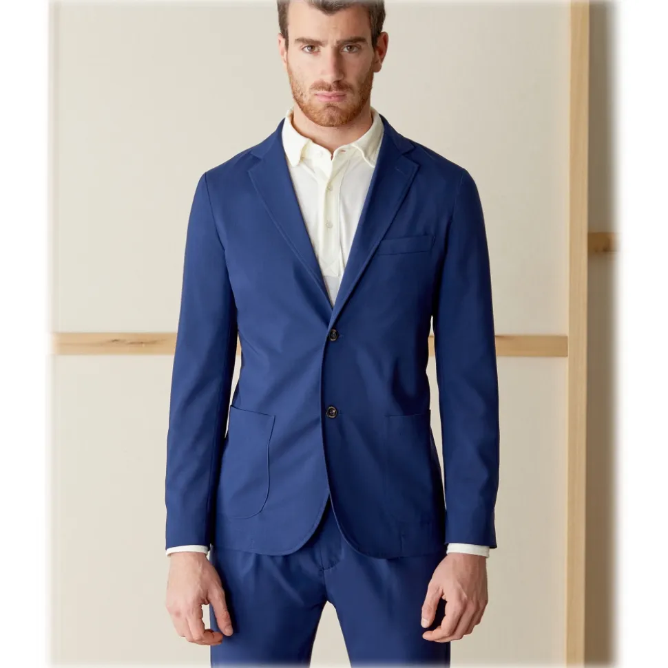 Cruna - Chelsea Fresh Wool Jacket - 560 - Navy - Handmade in Italy - Luxury High Quality Jacket - Avvenice