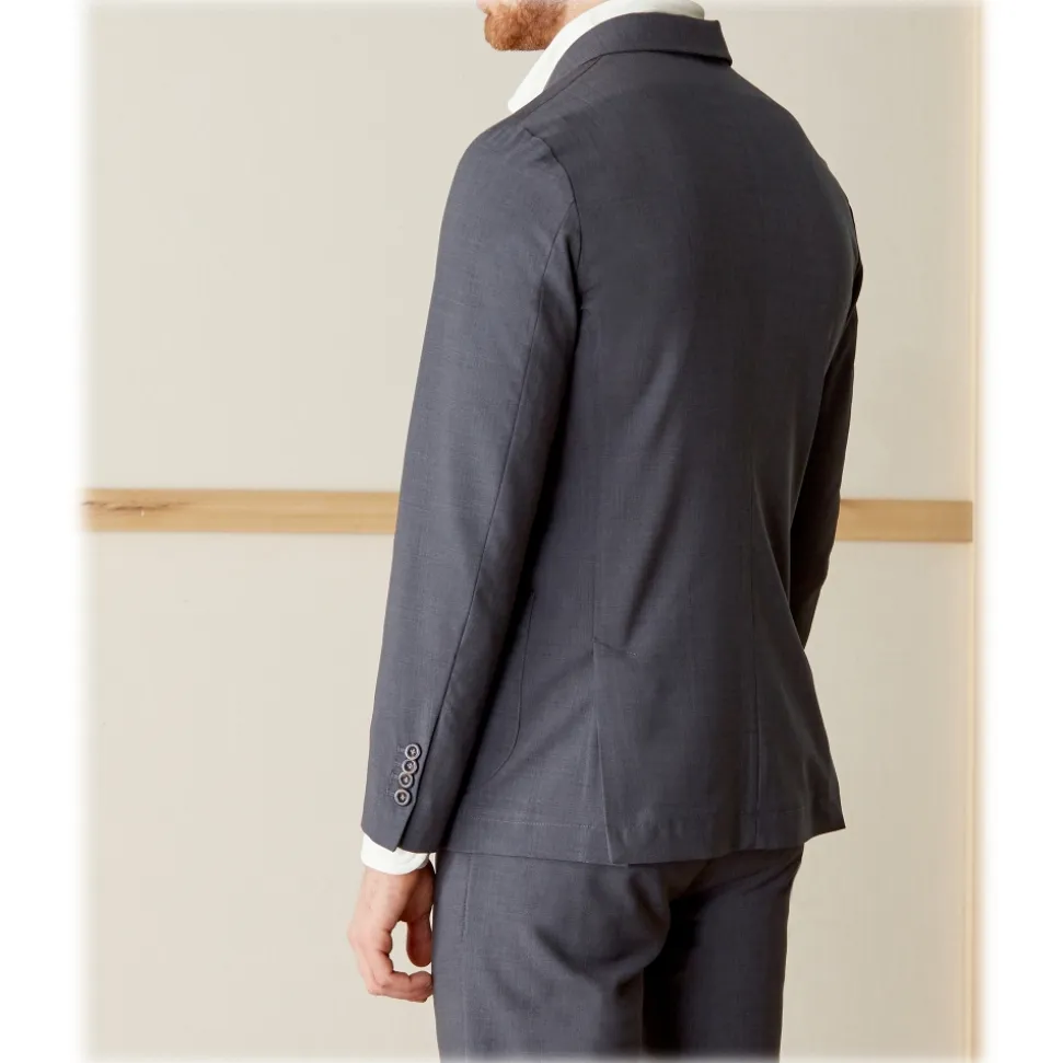 Cruna - Chelsea Fresh Wool Jacket - 560 - Medium Grey - Handmade in Italy - Luxury High Quality Jacket - Avvenice