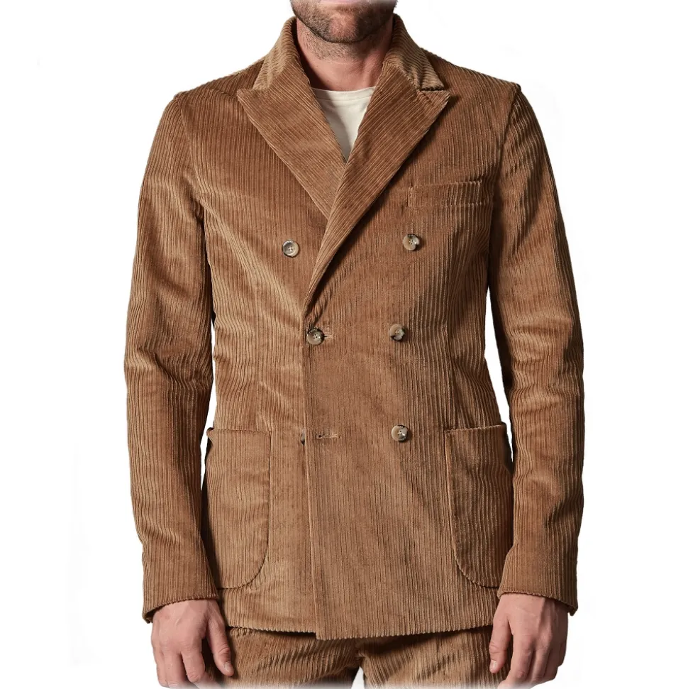 Cruna - Chelsea Jacket in Corduroy - 611 - Cognac - Handmade in Italy - Luxury High Quality Jacket - Avvenice