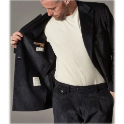 Cruna - Chelsea Jacket in Corduroy - 611 - Night Blue - Handmade in Italy - Luxury High Quality Jacket - Avvenice