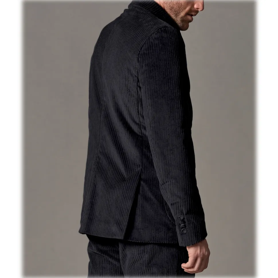 Cruna - Chelsea Jacket in Corduroy - 611 - Night Blue - Handmade in Italy - Luxury High Quality Jacket - Avvenice