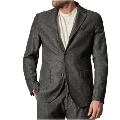Cruna - Chelsea Jacket in Herringbone Wool - 478 - Grey - Handmade in Italy - Luxury High Quality Jacket - Avvenice