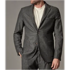 Cruna - Chelsea Jacket in Herringbone Wool - 478 - Grey - Handmade in Italy - Luxury High Quality Jacket - Avvenice
