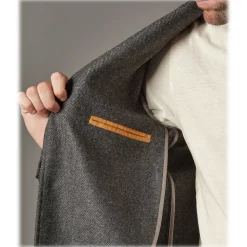 Cruna - Chelsea Jacket in Herringbone Wool - 478 - Grey - Handmade in Italy - Luxury High Quality Jacket - Avvenice