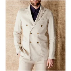 Cruna - Chelsea Linen Jacket - 540 - Ecru - Handmade in Italy - Luxury High Quality Jacket - Avvenice