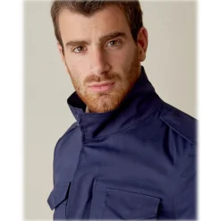 Cruna - Cotton Field Jacket - 566 - Navy - Handmade in Italy - Luxury High Quality Jacket - Avvenice