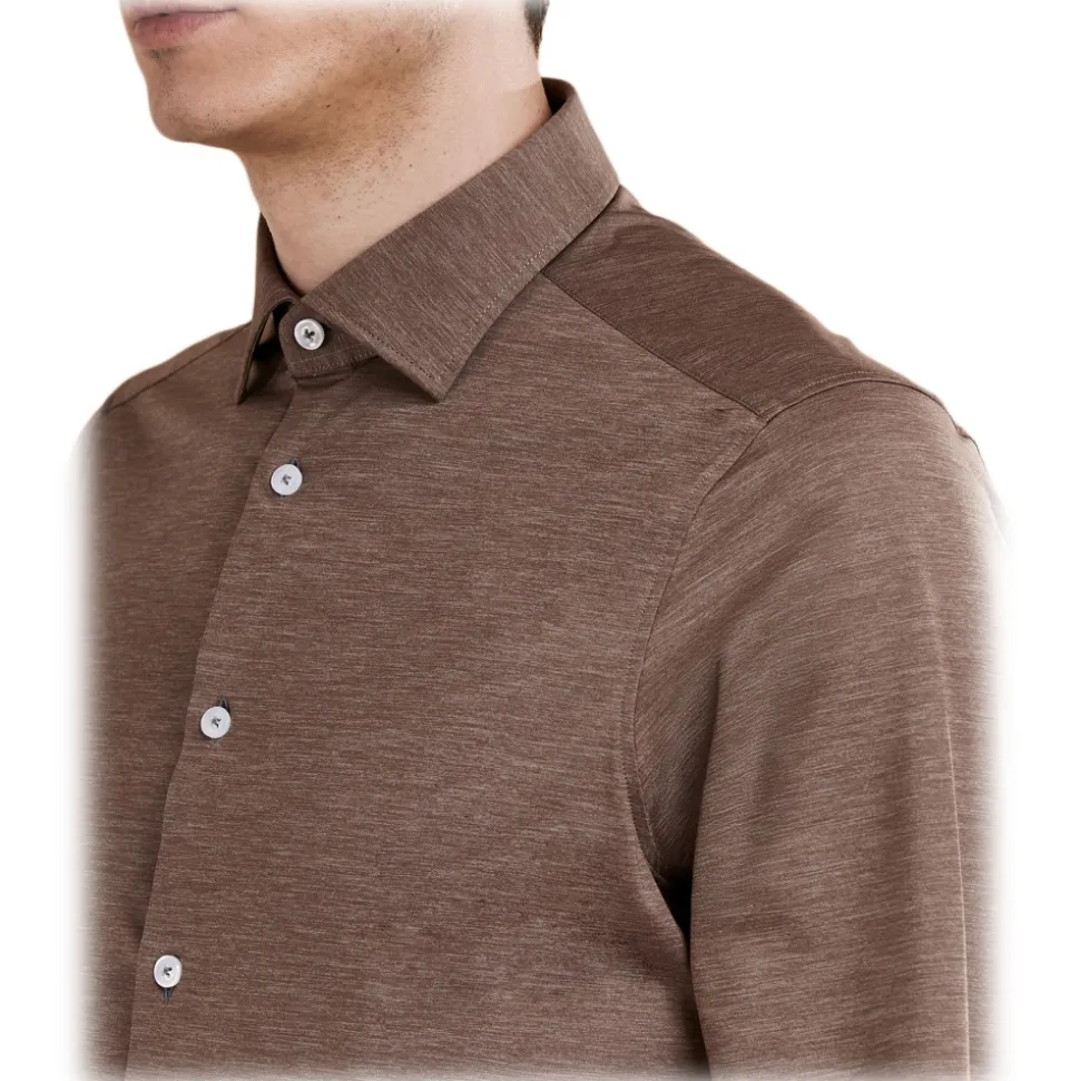 Cruna - Manhattan Shirt - 1526 - Chocolate - Handmade in Italy - Luxury High Quality Collection - Avvenice