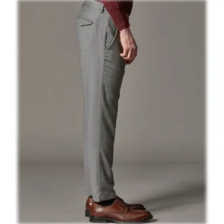 Cruna - Marais Trousers in Wool Flannel - 628 - Slate - Handmade in Italy - Luxury High Quality Pants - Avvenice