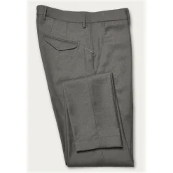 Cruna - Marais Trousers in Wool Flannel - 628 - Slate - Handmade in Italy - Luxury High Quality Pants - Avvenice