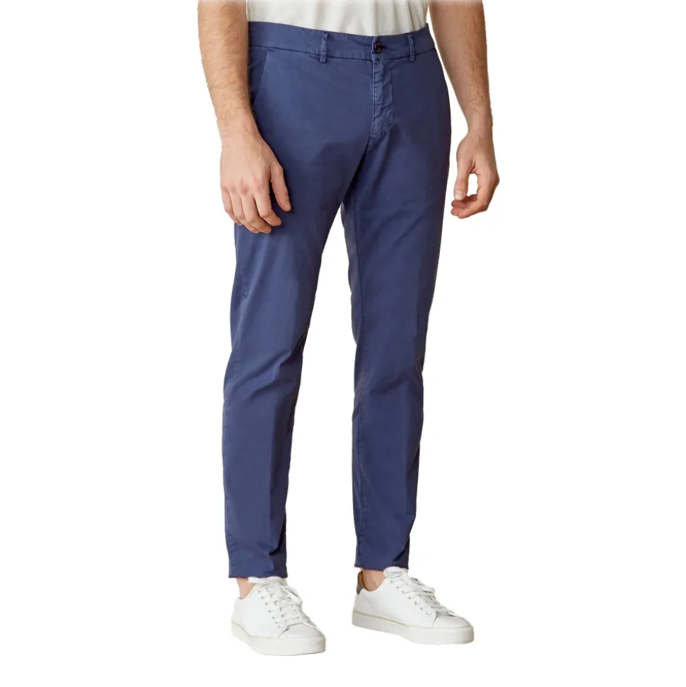Cruna - Marais Trousers in Cotton - 510 - Blue - Handmade in Italy - Luxury High Quality Pants - Avvenice