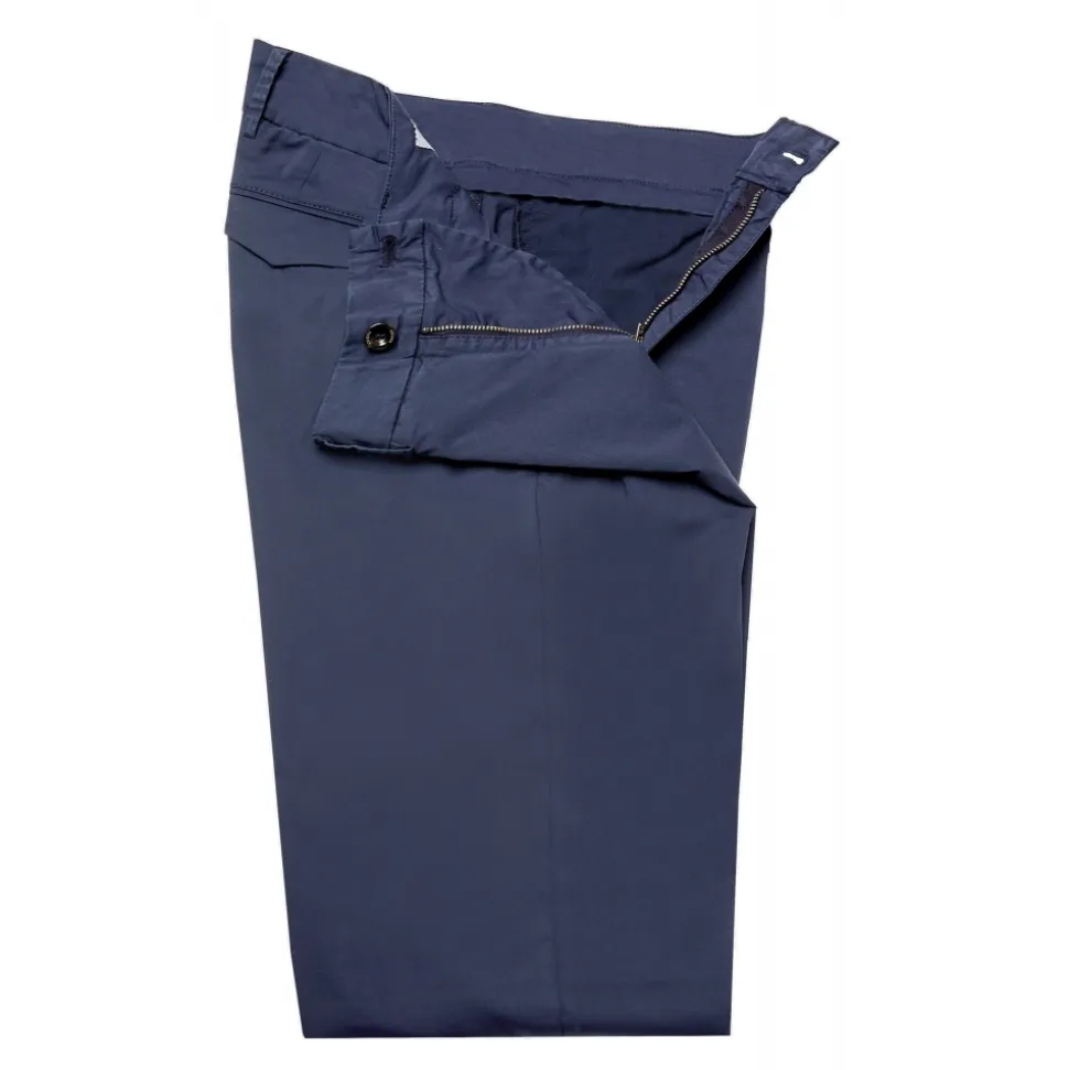 Cruna - Marais Trousers in Cotton - 510 - Blue - Handmade in Italy - Luxury High Quality Pants - Avvenice