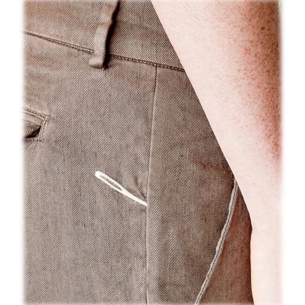 Cruna - Marais Trousers in Linen - 540 - Moro - Handmade in Italy - Luxury High Quality Pants - Avvenice