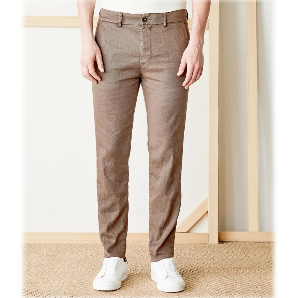 Cruna - Marais Trousers in Linen - 540 - Moro - Handmade in Italy - Luxury High Quality Pants - Avvenice