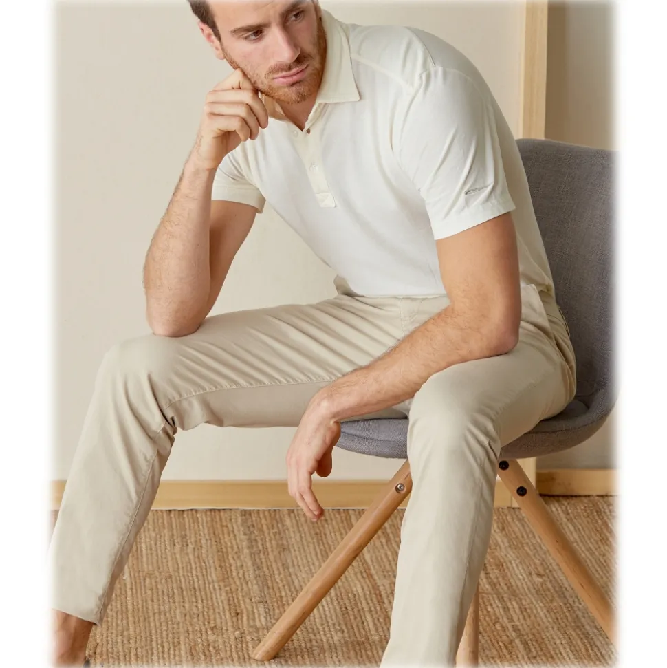 Cruna - Marais Trousers in Cotton - 510 - ECRU - Handmade in Italy - Luxury High Quality Pants - Avvenice