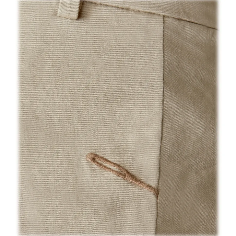 Cruna - Marais Trousers in Cotton - 510 - ECRU - Handmade in Italy - Luxury High Quality Pants - Avvenice