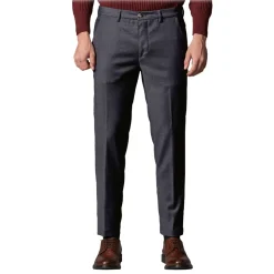 Cruna - Marais Trousers in Wool Flannel - 628 - Night Blue - Handmade in Italy - Luxury High Quality Pants - Avvenice