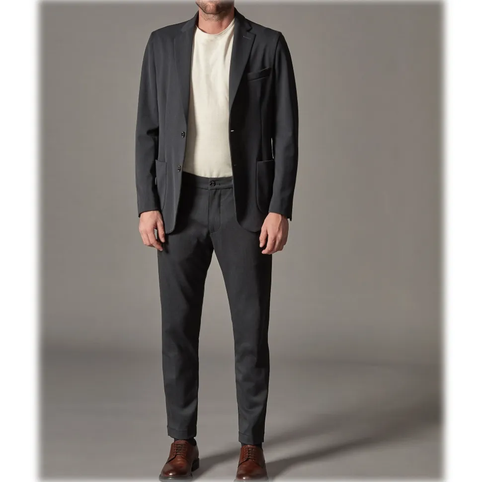 Cruna - Marais Trousers in Tech Wool - 648 - Slate - Handmade in Italy - Luxury High Quality Pants - Avvenice