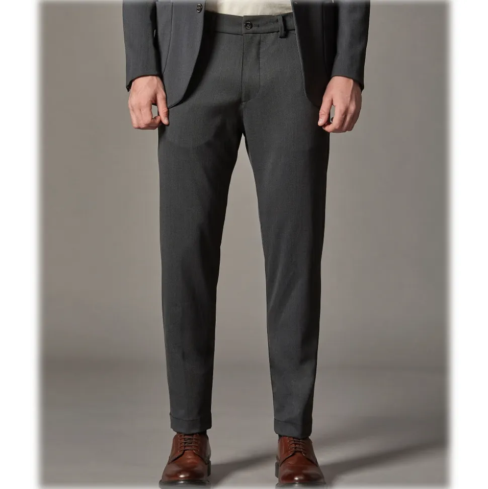Cruna - Marais Trousers in Tech Wool - 648 - Slate - Handmade in Italy - Luxury High Quality Pants - Avvenice