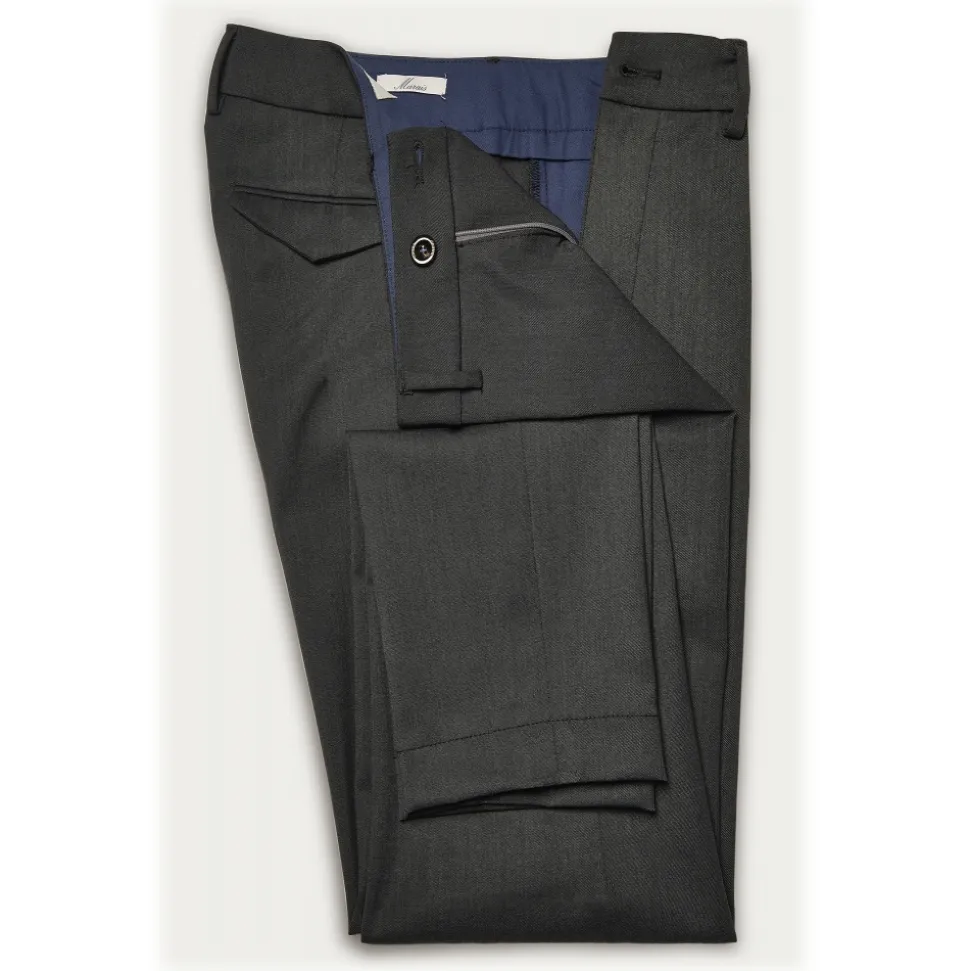 Cruna - Marais Trousers in Tech Wool - 648 - Slate - Handmade in Italy - Luxury High Quality Pants - Avvenice