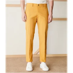 Cruna - Marais Trousers in Cotton - 511 - Senape - Handmade in Italy - Luxury High Quality Pants - Avvenice