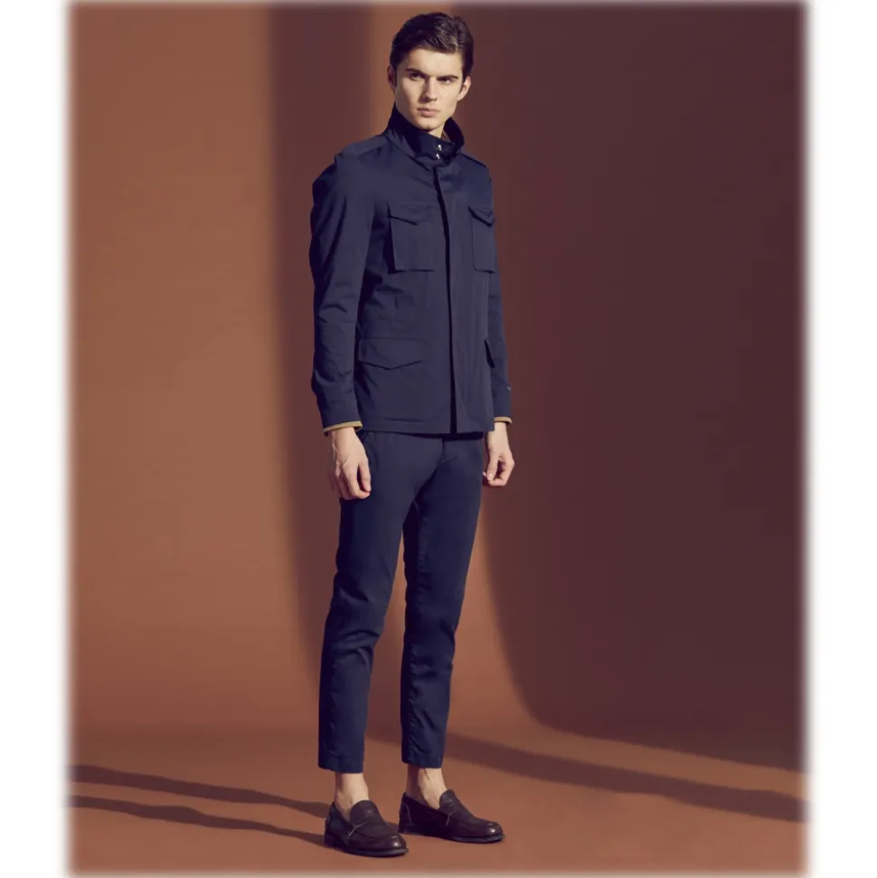 Cruna - Marais Trousers in Cotton - 566 - Navy - Handmade in Italy - Luxury High Quality Pants - Avvenice