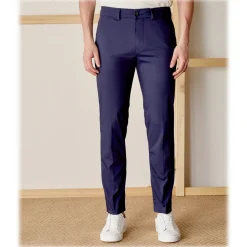 Cruna - Marais Trousers in Cotton - 566 - Navy - Handmade in Italy - Luxury High Quality Pants - Avvenice