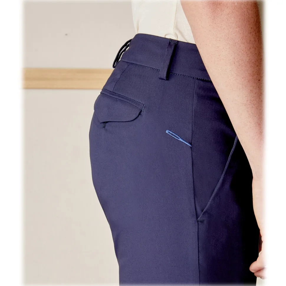 Cruna - Marais Trousers in Cotton - 566 - Navy - Handmade in Italy - Luxury High Quality Pants - Avvenice