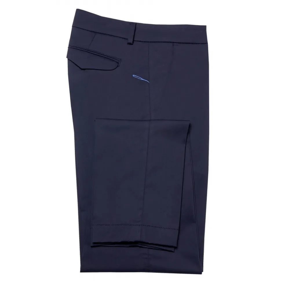 Cruna - Marais Trousers in Cotton - 566 - Navy - Handmade in Italy - Luxury High Quality Pants - Avvenice