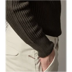 Cruna - Marais Trousers in Cotton Drill - 600 - White Rope - Handmade in Italy - Luxury High Quality Pants - Avvenice