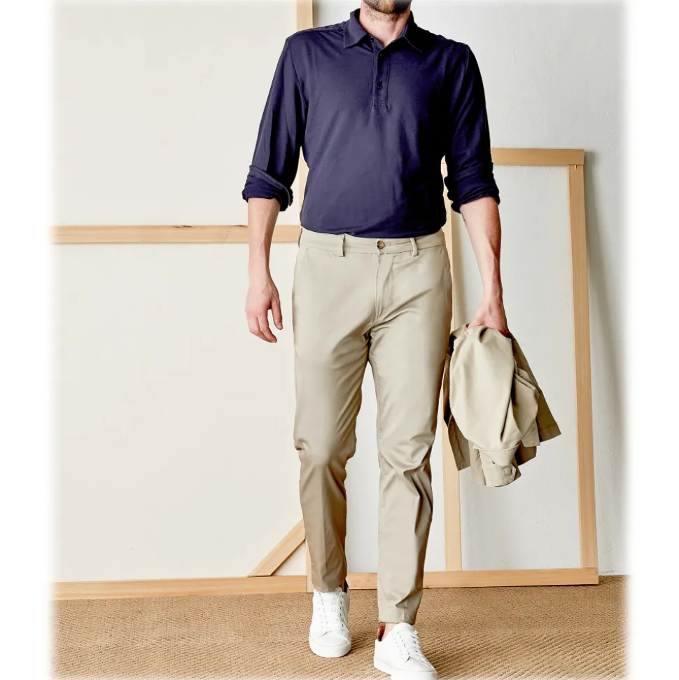 Cruna - Marais Trousers in Cotton - 566 - Beige - Handmade in Italy - Luxury High Quality Pants - Avvenice