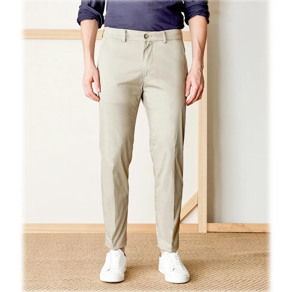 Cruna - Marais Trousers in Cotton - 566 - Beige - Handmade in Italy - Luxury High Quality Pants - Avvenice