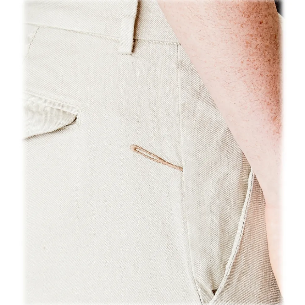 Cruna - Marais Trousers in Linen - 540 - ECRU - Handmade in Italy - Luxury High Quality Pants - Avvenice