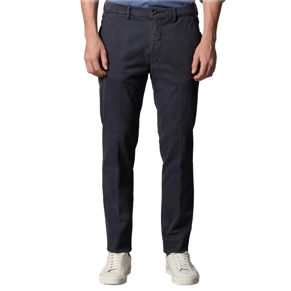 Cruna - Marais Trousers in Cotton Drill - 600 - Night Blue - Handmade in Italy - Luxury High Quality Pants - Avvenice