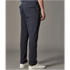 Cruna - Marais Trousers in Cotton Drill - 600 - Night Blue - Handmade in Italy - Luxury High Quality Pants - Avvenice