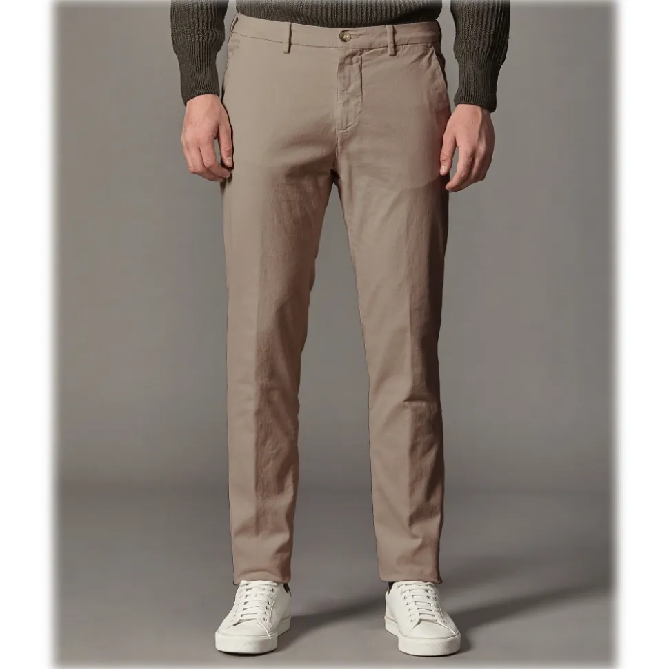 Cruna - Marais Trousers in Cotton Drill - 600 - Dove Beige - Handmade in Italy - Luxury High Quality Pants - Avvenice