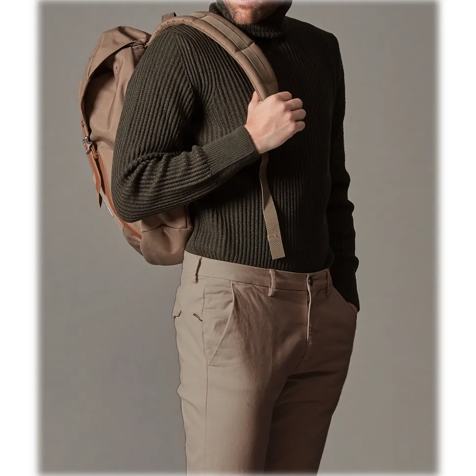 Cruna - Marais Trousers in Cotton Drill - 600 - Dove Beige - Handmade in Italy - Luxury High Quality Pants - Avvenice